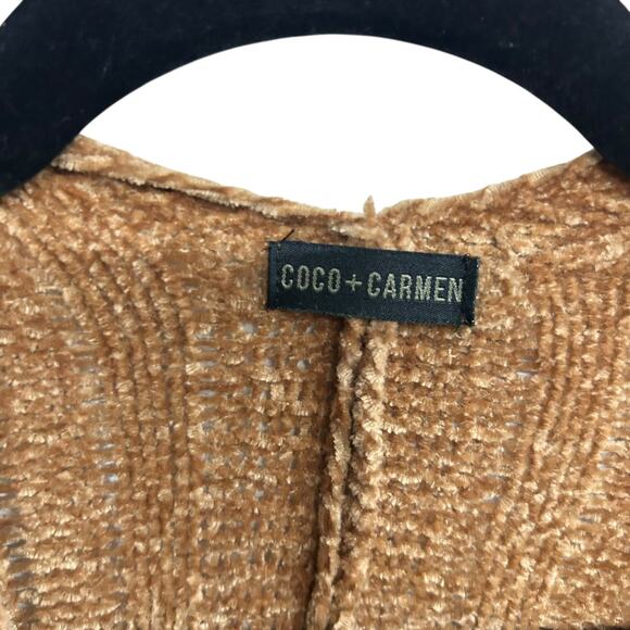 Cozy minimalist ribbed knit‎ cardigan Coco + Carmen brown OS - Picture 3 of 4